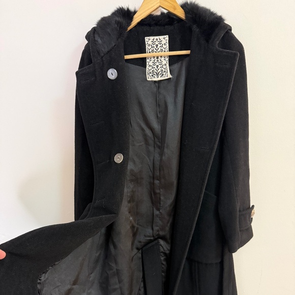 Ochirly Wool & Silk Blend Coat with Rabbit Fur Lined Hood – Size Extra-Small - Picture 14 of 14